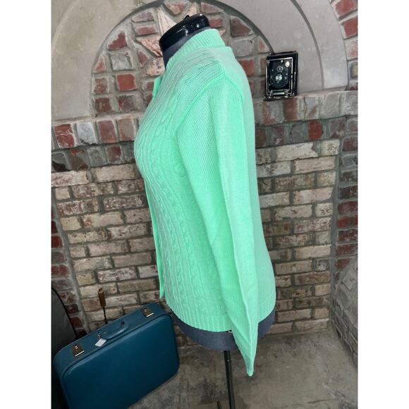 cardigan sweater cabled mint green vintage 1950s - Picture 7 of 10